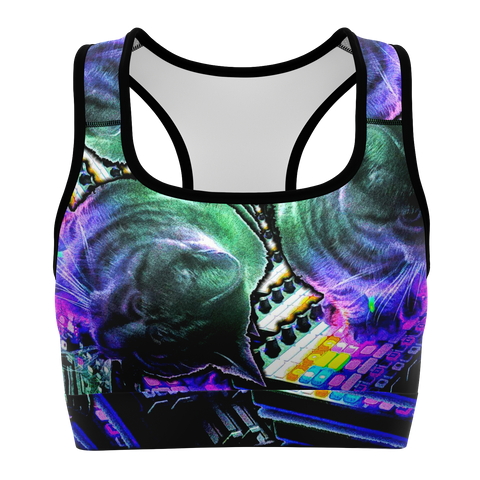 DJ Meowzers Kaleidoscope Halter Crop Top (Womens)