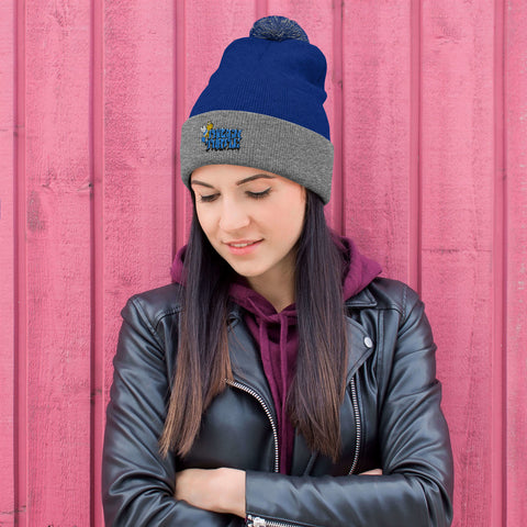 Graffiti Beanie with Pom-Poms!